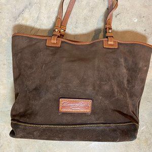 Dooney & Bourke And Brown Suede Leather Tote